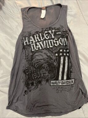 Harley-Davidson Black and Gray Graphic Tank